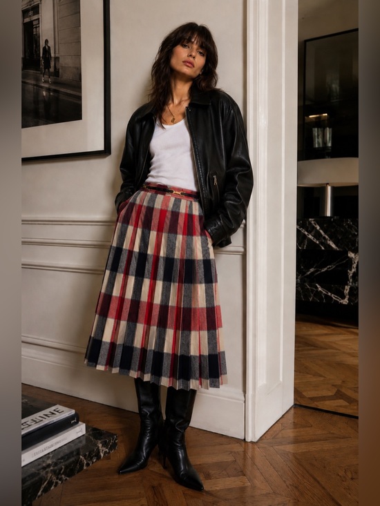 Celine Dresses & Skirts - Celine Vintage A-line Pleated Wool Midi-Skirt Size 42 / Size 10 CAN/US